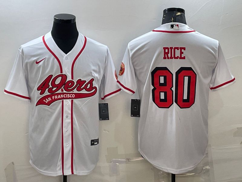 Men San Francisco 49ers #80 Rice White 2022 Nike Co branded NFL Jersey